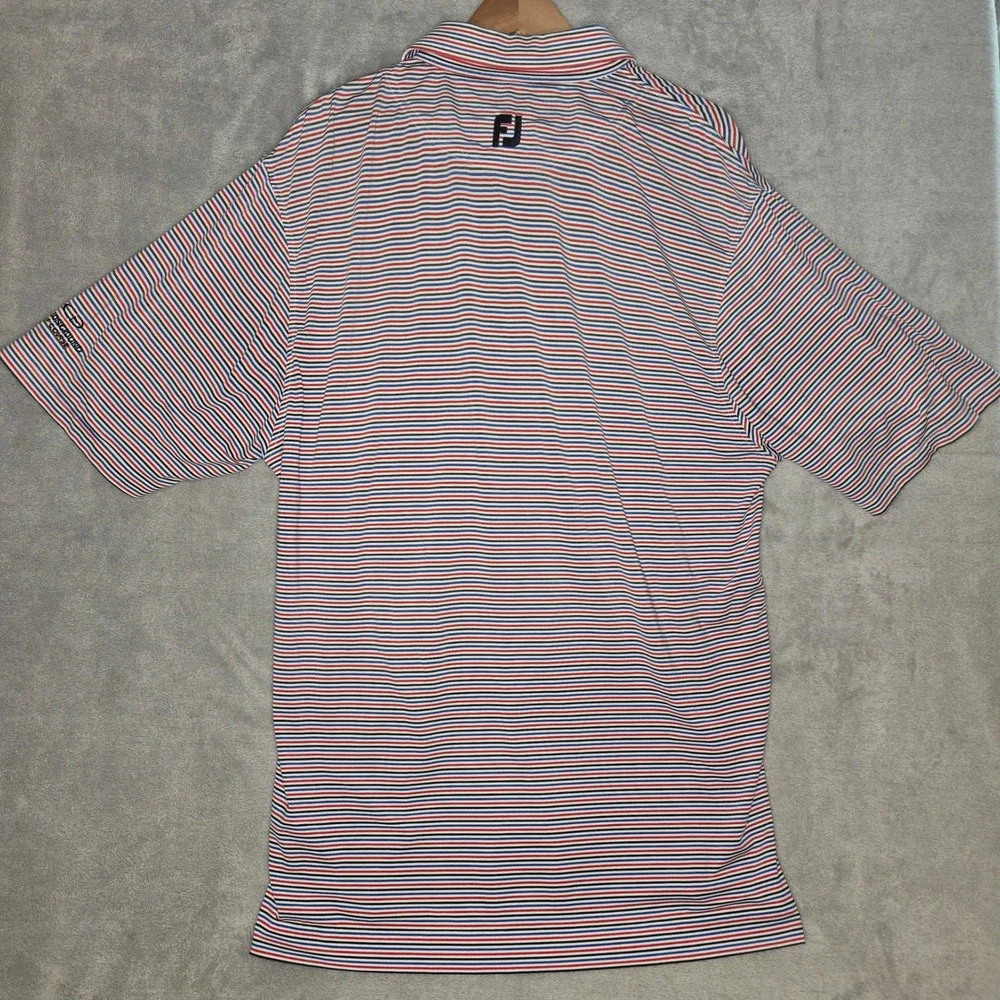 FootJoy Mens Striped Golf Polo Shirt Red White Blue CommonGround XL 1010288 - Picture 3 of 9